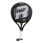 Black limited edition Royal Padel racket with orange and grey detail on a white background.
