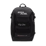 Black backpack with 'Royal Padel' Performance Line branding on a white background