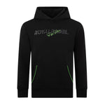 Royal Padel black hoodie with green logo branding on a white background
