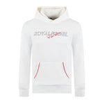 Royal Padel White hoodie with red logo branding on a white background