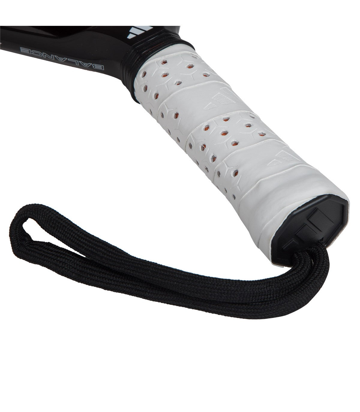 White Adidas padel tennis racket handle.