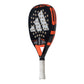 Black and orange Adidas padel tennis racket with a white logo.