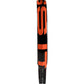 The side of a black and orange Adidas padel tennis racket.