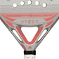 Close-up of a grey 2026 Adidas padel racket with red branding on a white background.