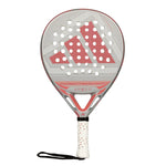 A grey 2026 Adidas padel racket with red branding on a white background.