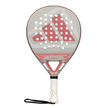 A grey 2026 Adidas padel racket with red branding on a white background.
