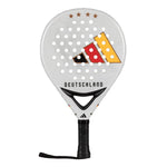 A limited edition 2026 World Cup white Adidas padel racket with black, yellow and red branding for the Germany national team.