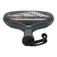 The handle of a black Adidas Kardex padel racket on a white background.