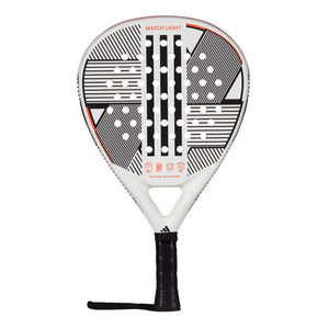 White and black Adidas padel racket on a white background.