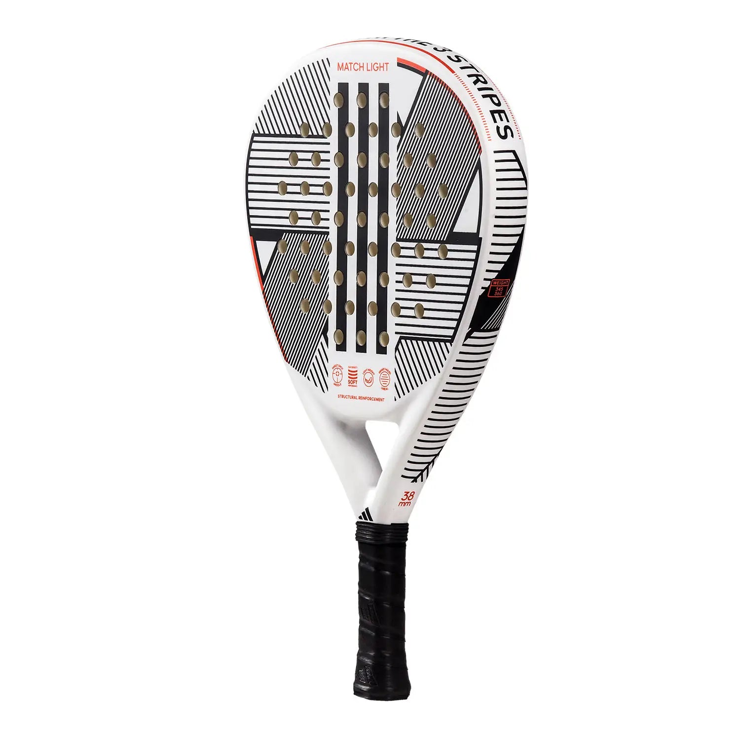 White and black Adidas padel racket on a white background.