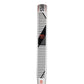 Side of a white and black Adidas padel racket on a white background.