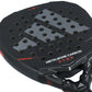 The face of a black Adidas Metalbone 2026 padel racket with orange detailing on a white background.
