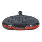 The top of a black Adidas Metalbone 2026 padel racket with orange detailing on a white background.