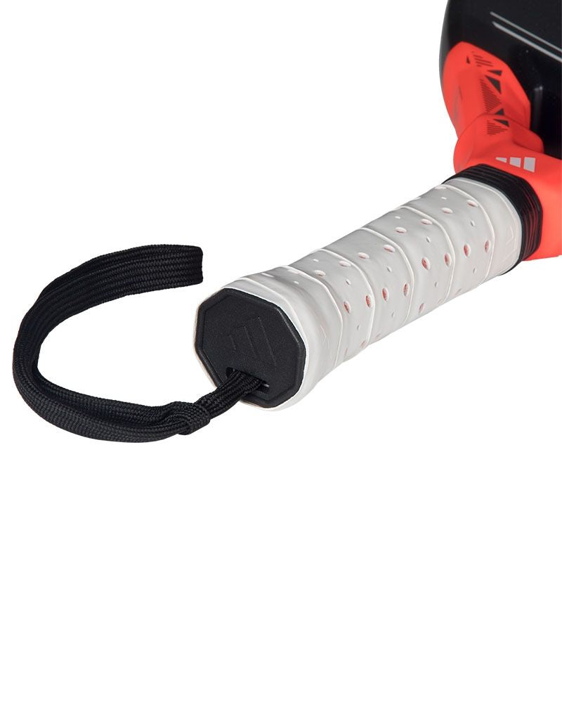 Handle of an Adidas Metalbone Team padel racket on a white background.