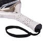 The white handle of a limited edition Zinedine Zidane Adidas padel racket on a white background