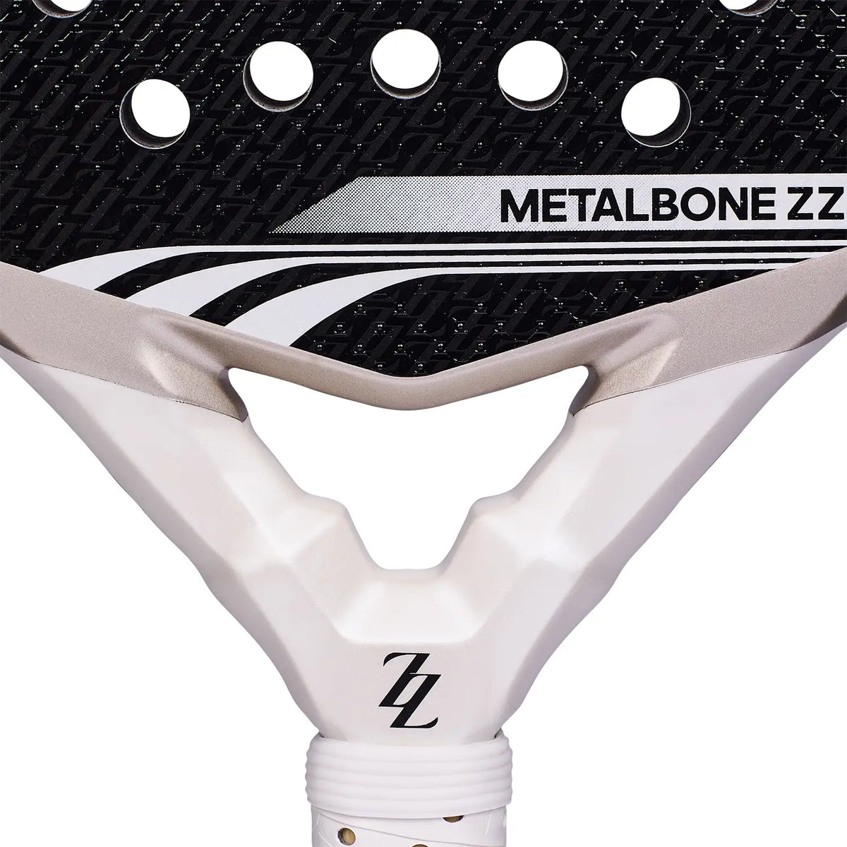 Close-up of a limited edition Zinedine Zidane Adidas padel racket on a white background