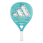 Light blue Adidas padel racket with white branding on a white background.