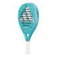 Light blue Adidas padel racket with white branding on a white background.