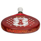The top of a limited edition 2026 World Cup red Adidas padel racket with yellow branding for the Spain national team.