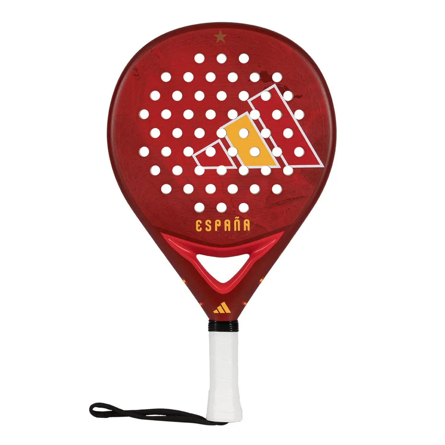 A limited edition 2026 World Cup red Adidas padel racket with yellow branding for the Spain national team.