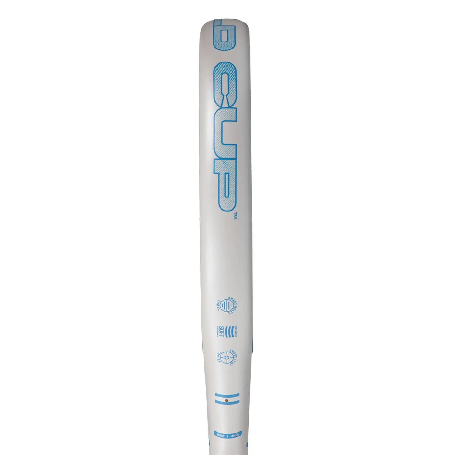The side of a limited edition 2026 World Cup light blue Adidas padel racket with white branding for the Argentina national team.