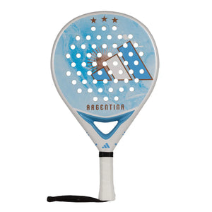A limited edition 2026 World Cup light blue Adidas padel racket with white branding for the Argentina national team.
