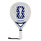 A limited edition 2026 World Cup white Adidas padel racket for the England national team, with the World Cup trophy in blue on the face.