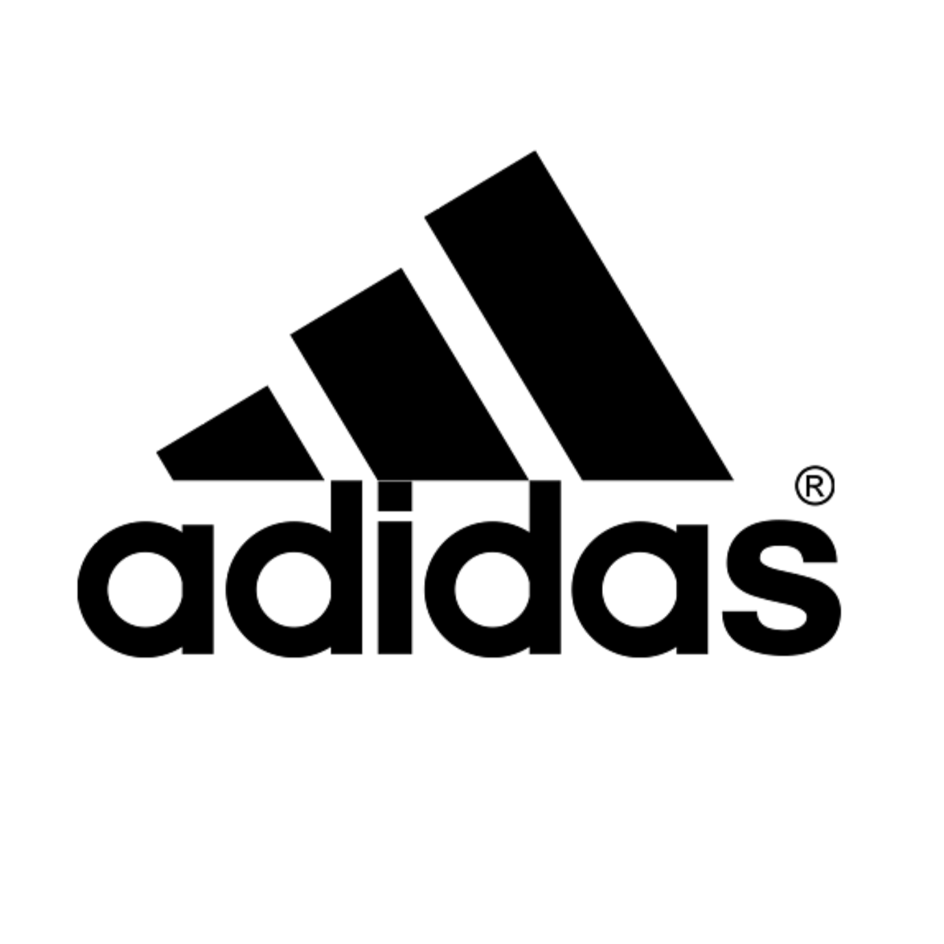 Black Adidas logo on a white background