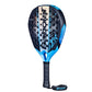 A blue 2026 Babolat padel racket with light blue branding on a white background.