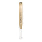 The side of a gold 2027 Bullpadel Flow padel racket on a white background.