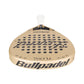 The top of a gold 2027 Bullpadel Flow padel racket on a white background.