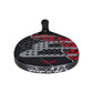 The top of a red and black 2026 Bullpadel padel racket on a white background.