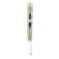 The side of a colourful 2026 Bullpadel padel racket on a white background.