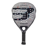 A 2027 Bullpadel Neuron padel racket in grey, on a white background.