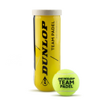 A tube of Dunlop padel balls on a white background.