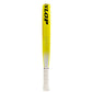 Side of yellow Dunlop Tristorm Lite padel tennis racket on a white background.