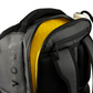 Grey Volt backpack with yellow interior and visible brand logo on a white background