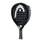 Black Head junior padel racket with a white logo on a white background.