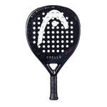 Black Head junior padel racket with a white logo on a white background.