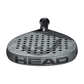 A black and grey Head padel racket on a white background.