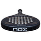 The top of a grey Nox 2026 padel racket with bronze detailing on a white background.