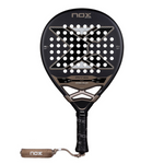 A black and copper Nox padel tennis racket on a white background.