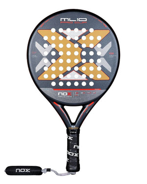 Nox ML10 padel racket with a rough surface on a white background.