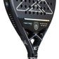 Close-up of a black Nox 2026 NextGen padel racket on a white background.