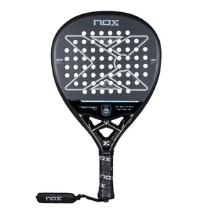 A black Nox 2026 NextGen padel racket on a white background.