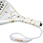The handle of a white 2026 Nox NextGen padel racket on a white background.