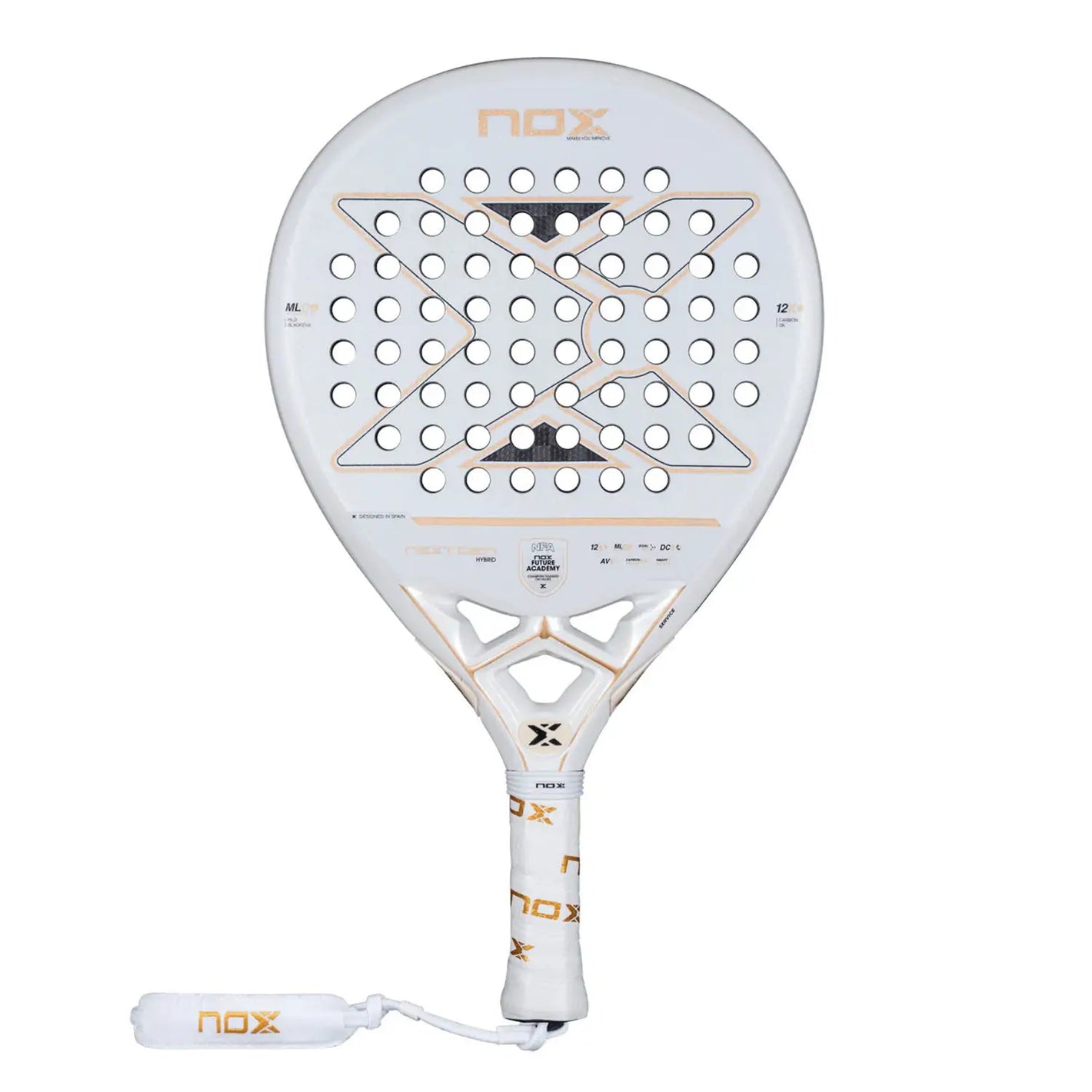 A white 2026 Nox NextGen padel racket on a white background.