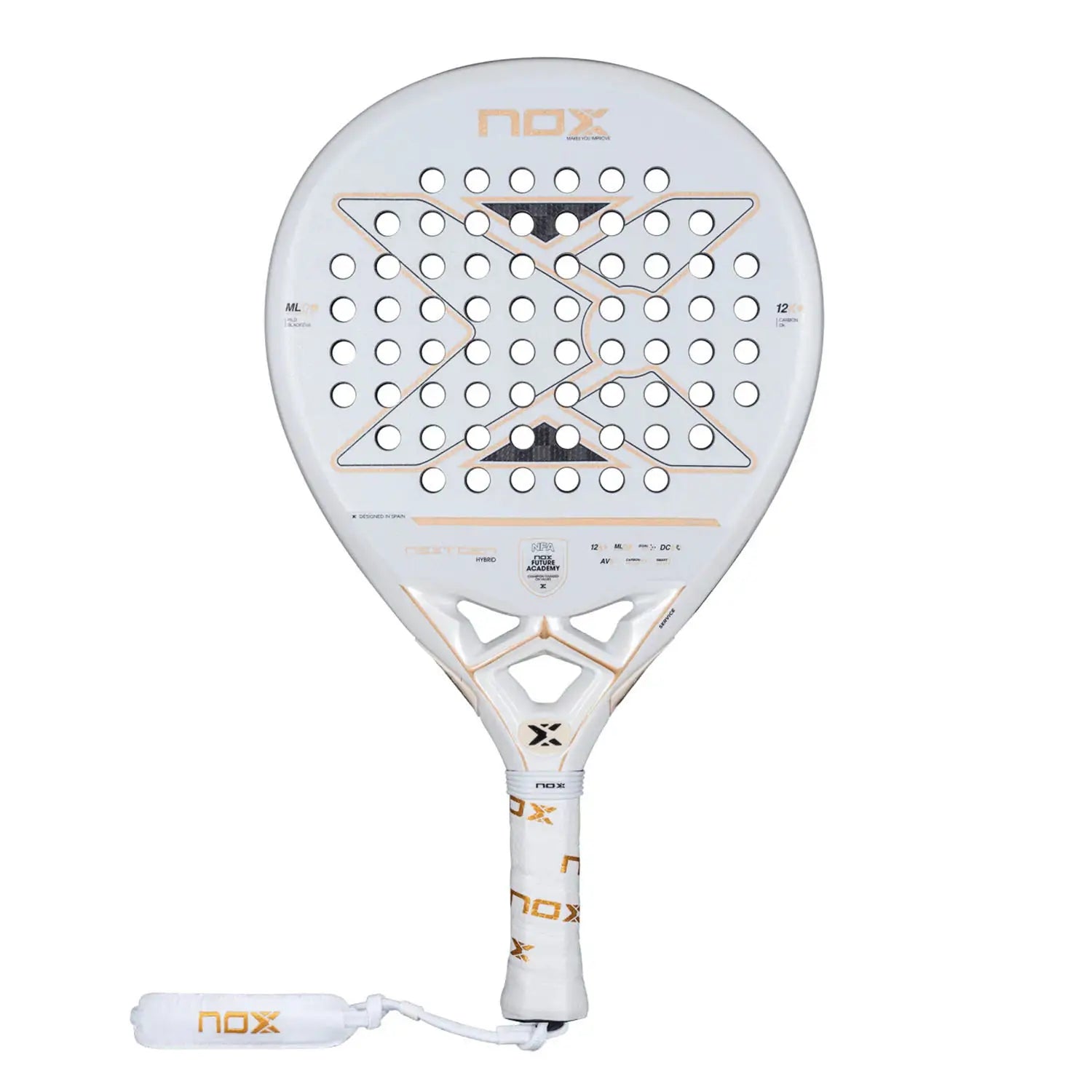 A white 2026 Nox NextGen padel racket on a white background.