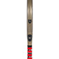 The side of a gold Nox Future padel racket on a white background.
