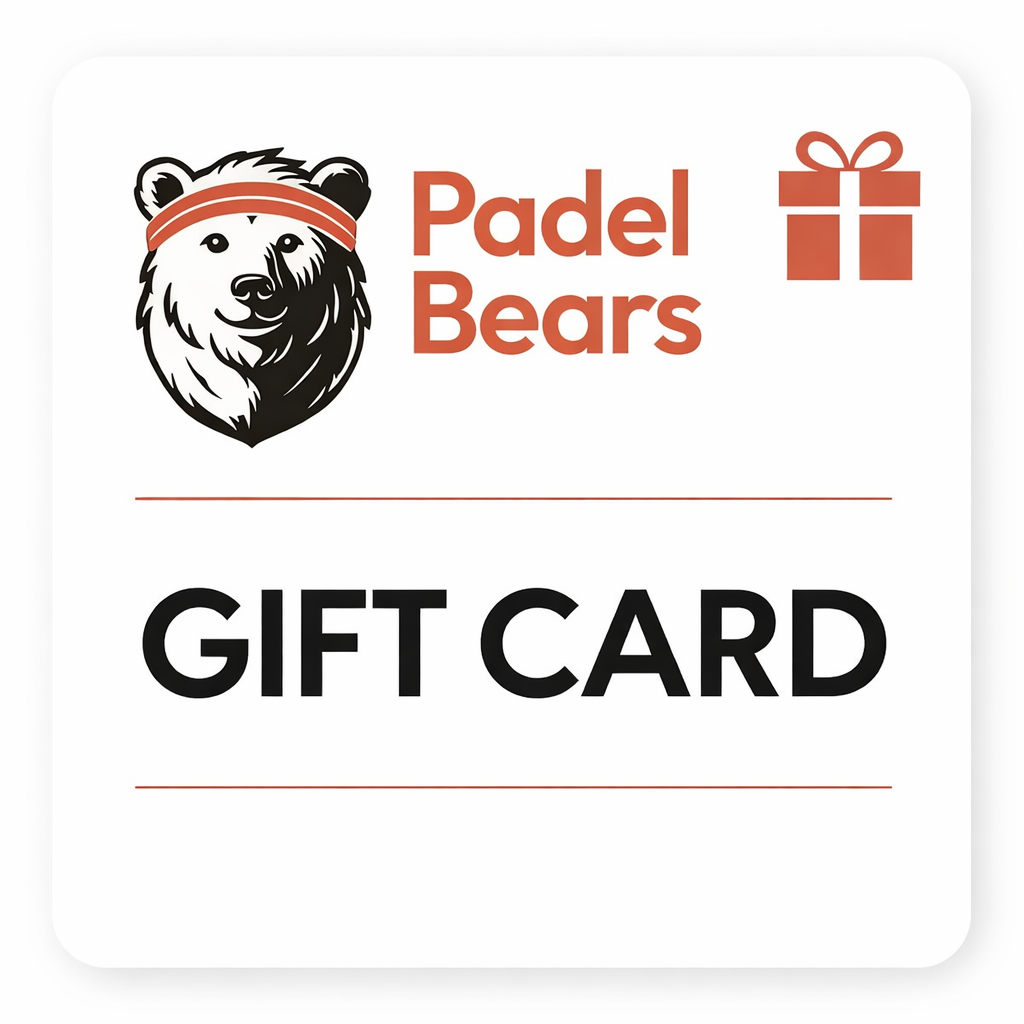 Padel Bears gift card with a bear logo and text on a white background